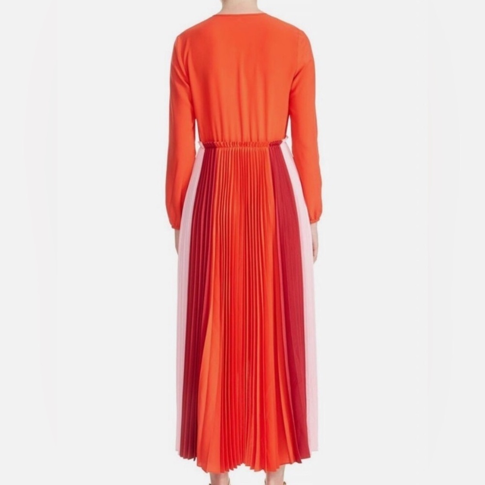 Maje Reona Color Block Pleated Shirt Dress Red & Pink midi coral red size 1 - S - Picture 3 of 8
